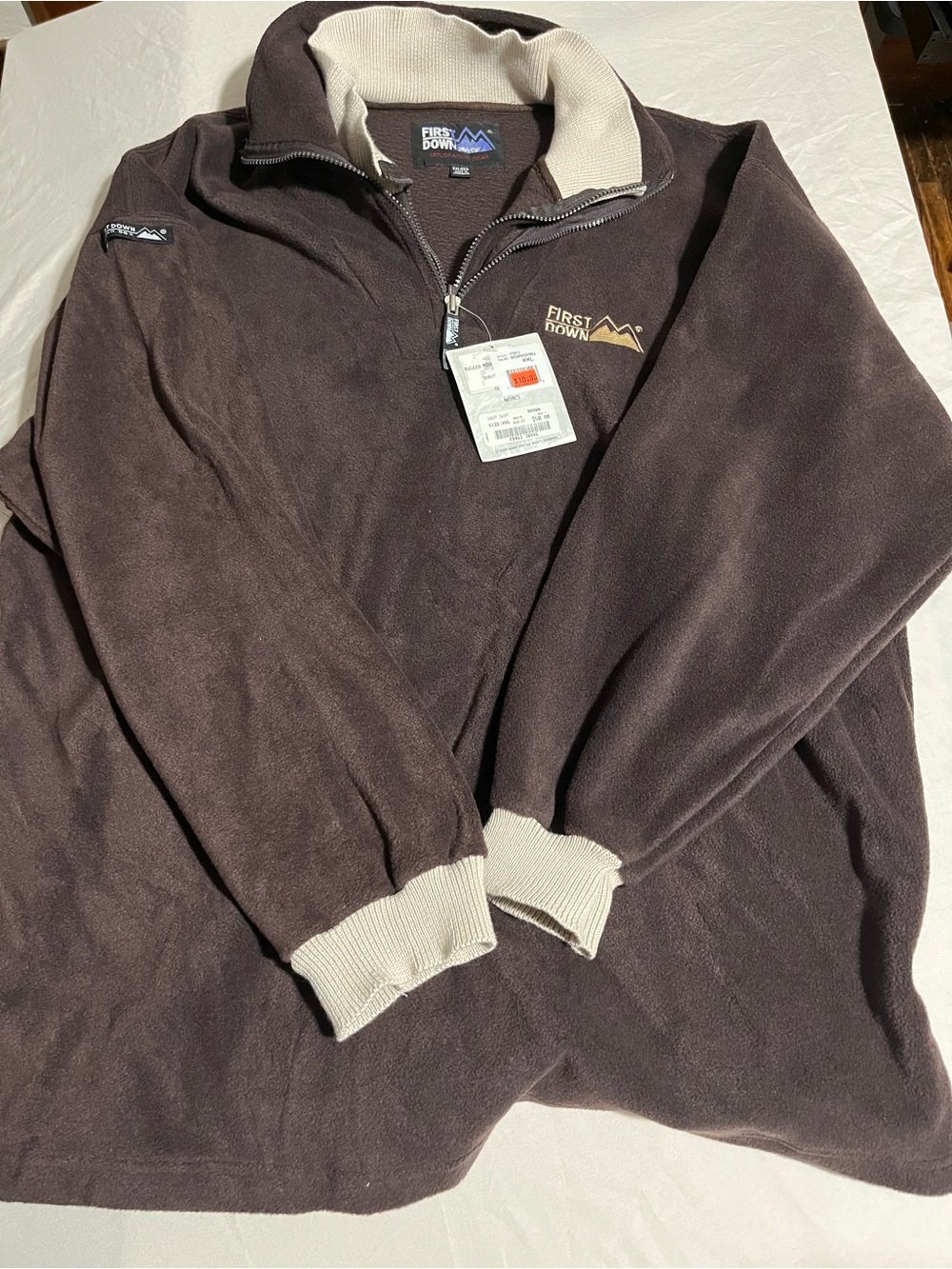 Vintage First Down Men's Brown Half-Zip Fleece Pullover Size 2XL NWT